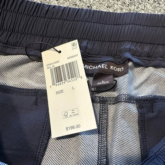 Michael Kors Pants Mens‎ L Performance Jogger Track Pant Tapered Navy Blue $198